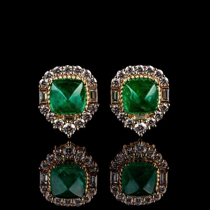 Eleonora, Earrings with colored gemstones and diamonds.